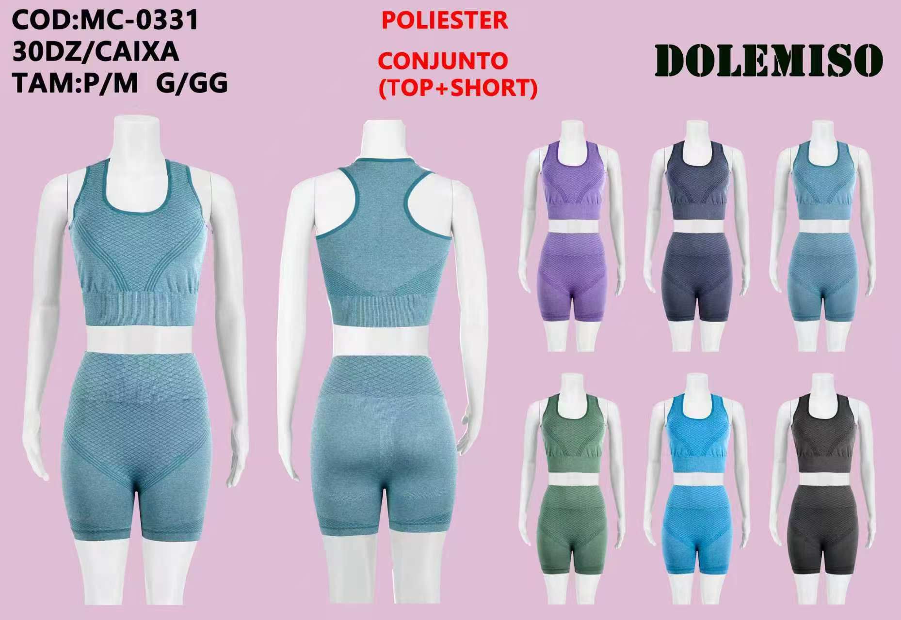 Top+Short Conjunto Poliester Academia P/M G/GG MC-0331 *Pacote: 20 R$