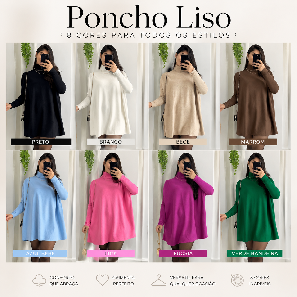 Poncho Liso Inverno *Pacote: R$ 50 *Atacado: R$ 55