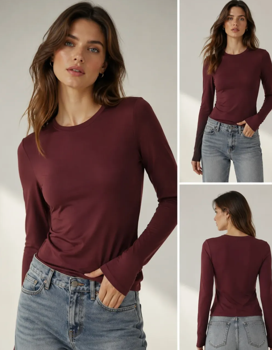 Blusa Manga Longa Gola U Suplex Premium inverno Único *Pacote: R$ 23 *Atacado: R$ 25